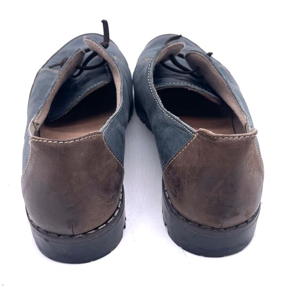Handcrafted Dilav Shoes Blue & Brown Leather Lace-Up Mens Size 40 - Picture 6 of 9